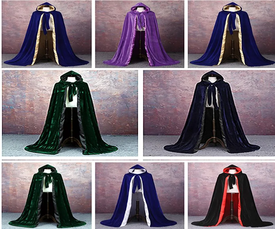 Ny Velvet Hooded Cloak Cape Medieval Renaissance Costume Larp Halloween Fancy Dress Velvet Performing Costumes Knight039S CLOA3849989