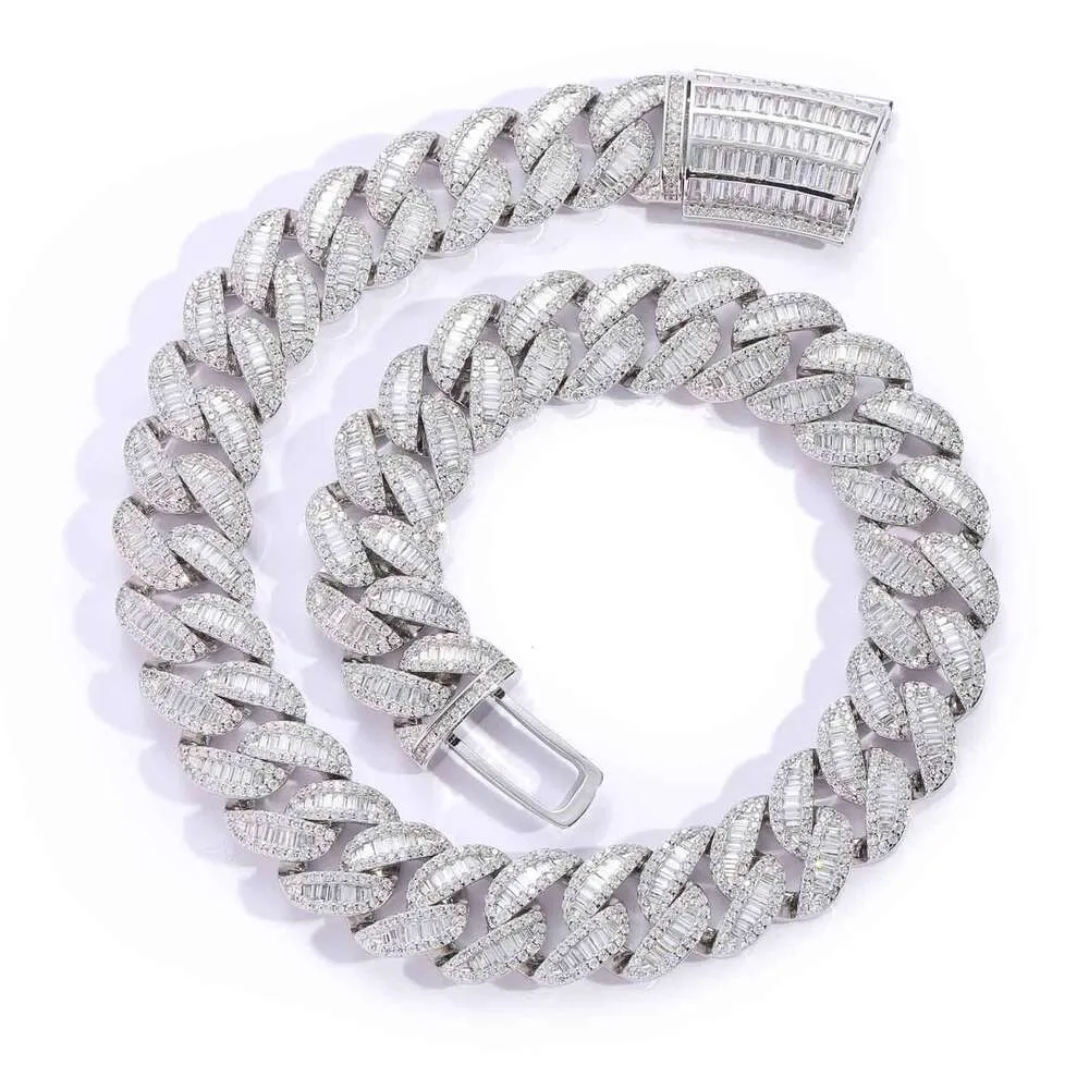 Kubansk länkkedja armband designer halsband moissanit kedja hänge halsband is ut passera diamant testare sterling silver halsband vvs moissanite kedjor för män