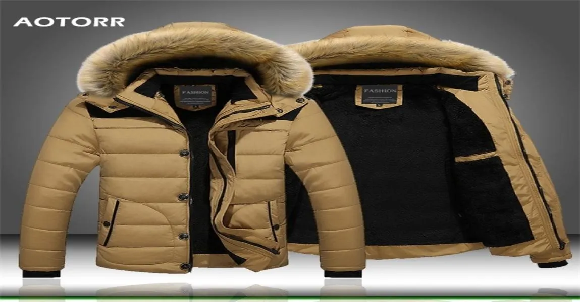 Мужская зимняя куртка с меховым воротником и капюшоном, мужское пальто, снежная парка, пуховик, верхняя одежда, толстая теплая мужская теплая шерстяная подкладка, пальто M6XL 2010266775095
