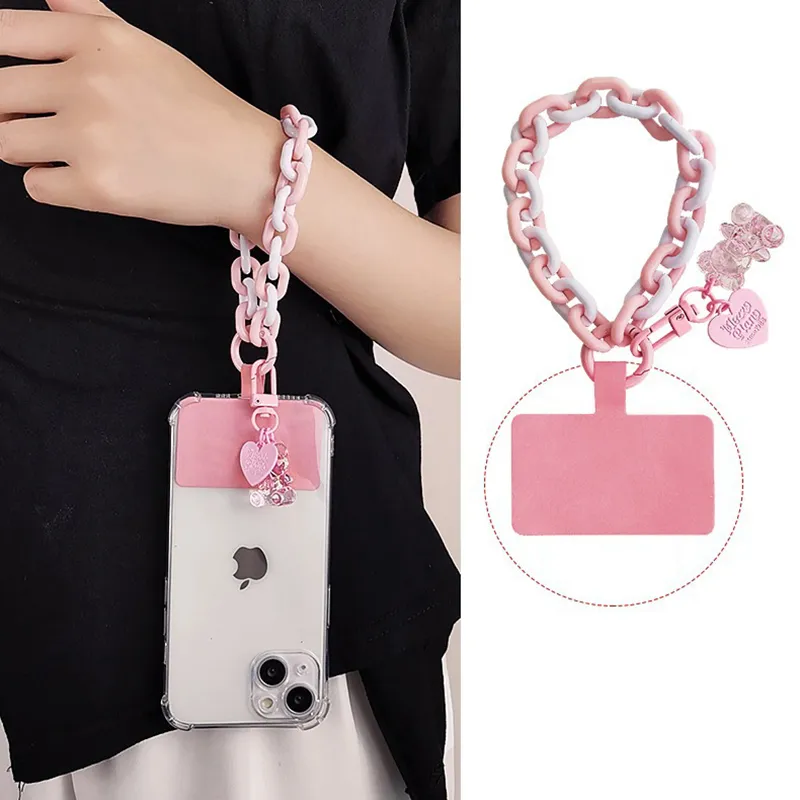 Mobile Phone Lanyard Short Style Wrist Rope Girl Heart Hanging Ornament Portable Anti-loss Schoolbag Key Chain Multi-purpose
