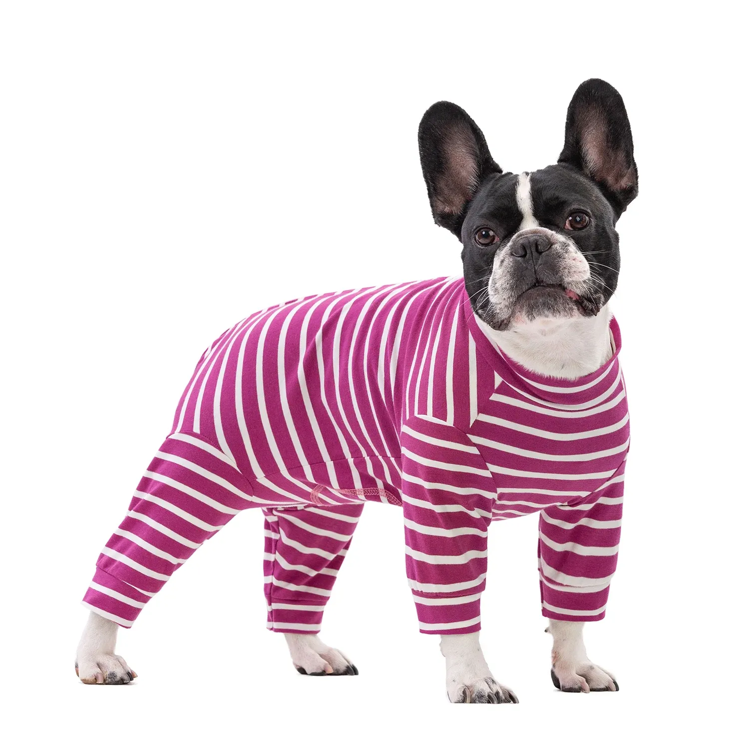 Rompers Dog Pajamas for Small Dogs Striped Soft Breathable Pet Recovery Suit Cuttable Belly Full Body Suit for Boy Girl Dogs All Seasons