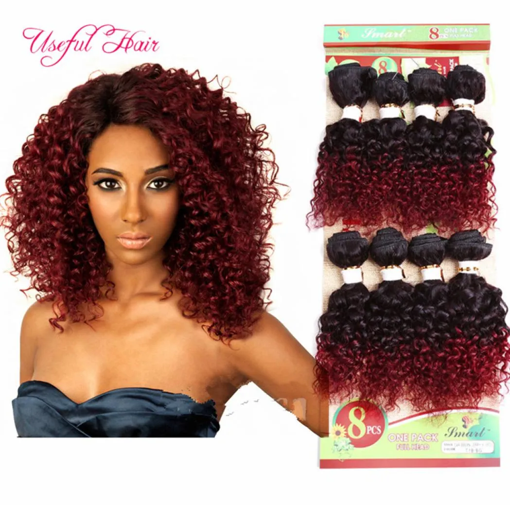 Ombre marrom extensões de cabelo humano bug 8inch 8bundles loop cabelo solto onda profunda encaracolado brasileiro cabelo humano trança crespo para preto 4102470