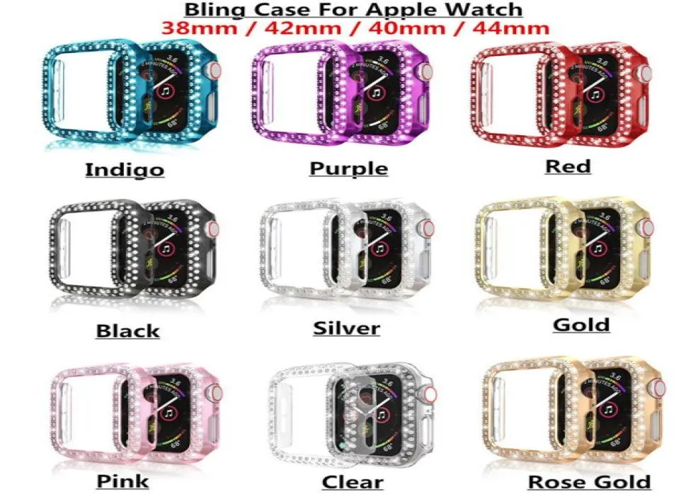 Vrouw Bling Diamond Smartwatch Case voor Apple Watch 1 2 3 4 5 6 7PC Armor Cover voor Iwatch 38mm 40mm 42mm 44mm 41mm 45mm Scherm Pr7312154