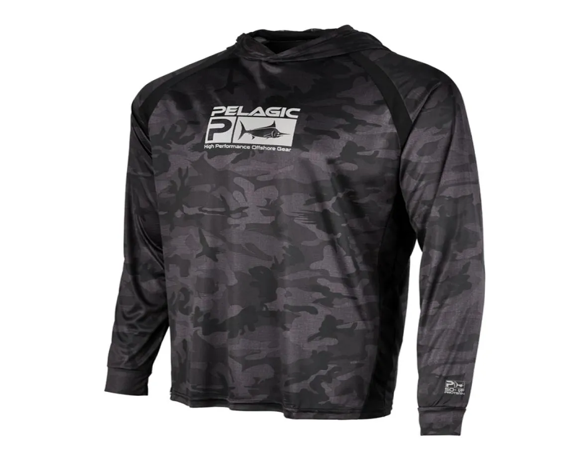 Pelagic Gear Men039s Pesca Com Capuz Camuflagem Desempenho Camisas Camisa De Pesca Masculina Pesca Proteção Solar Respirável T4010758