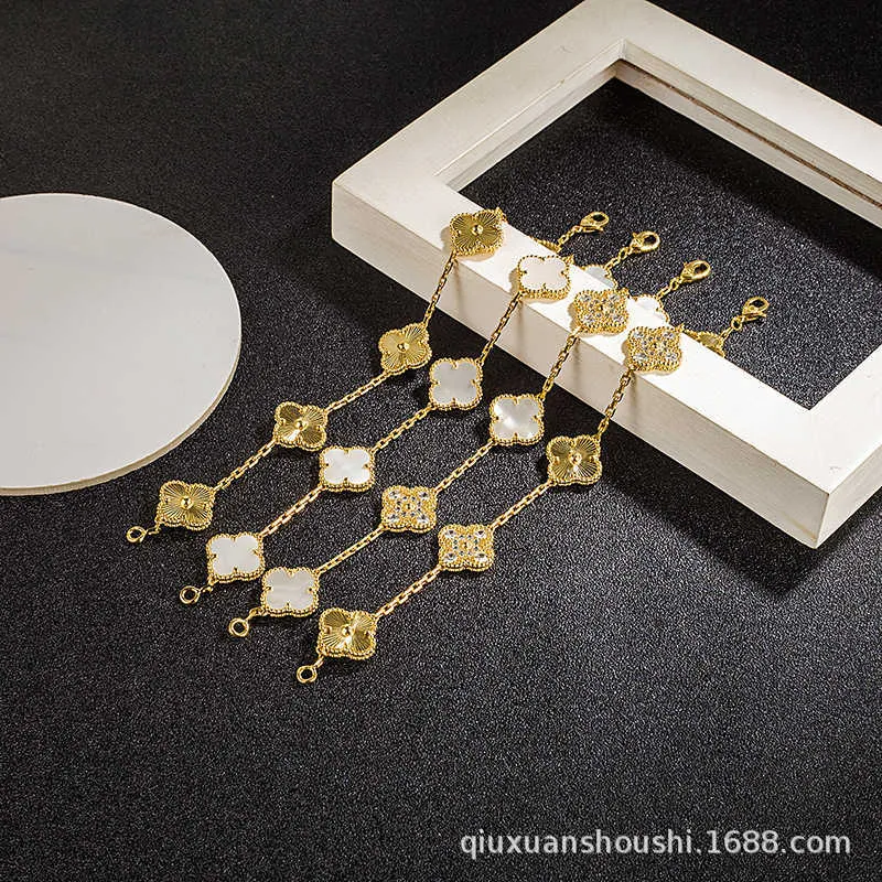 Designer de jóias de luxo pulseira link corrente vanca quatro folhas grama pulseira cinco flor pulseira design moda