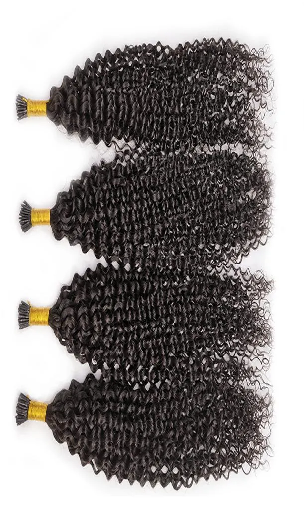 Cheveux alignés sur les cuticules I Tip Extensions de cheveux humains entiers 100 Extensions de cheveux Remy par I Capelli crépus bouclés crépus droits 1421271005