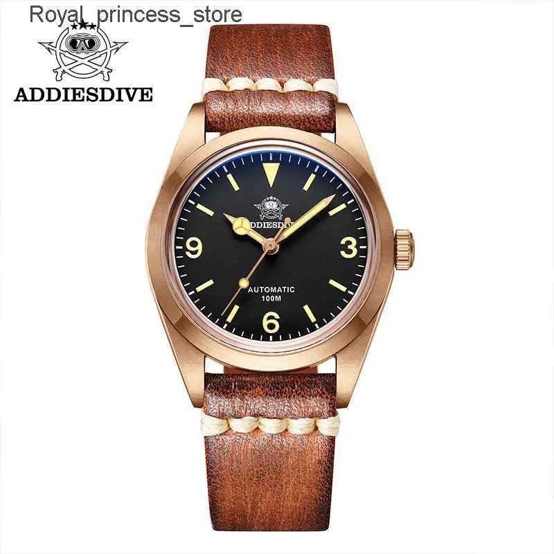 Autres montres ADDIESDIVE Rétro Cusn8 Bronze Hommes Plongée m Étanche Saphir Automatique Mécanique PT5000 Pilote Classique Luxe Q240301