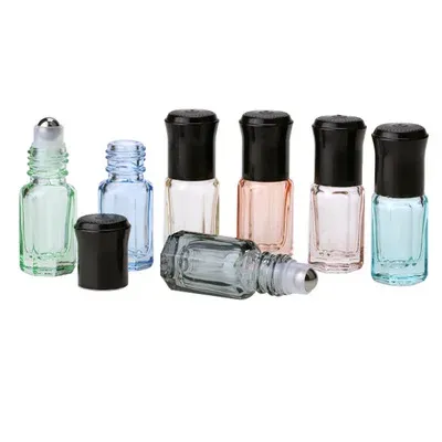Garrafa 50 pçs/lote 3ml vazio mini rolo de vidro em garrafas para óleos essenciais recarregáveis frasco de perfume desodorante recipientes com tampa preta