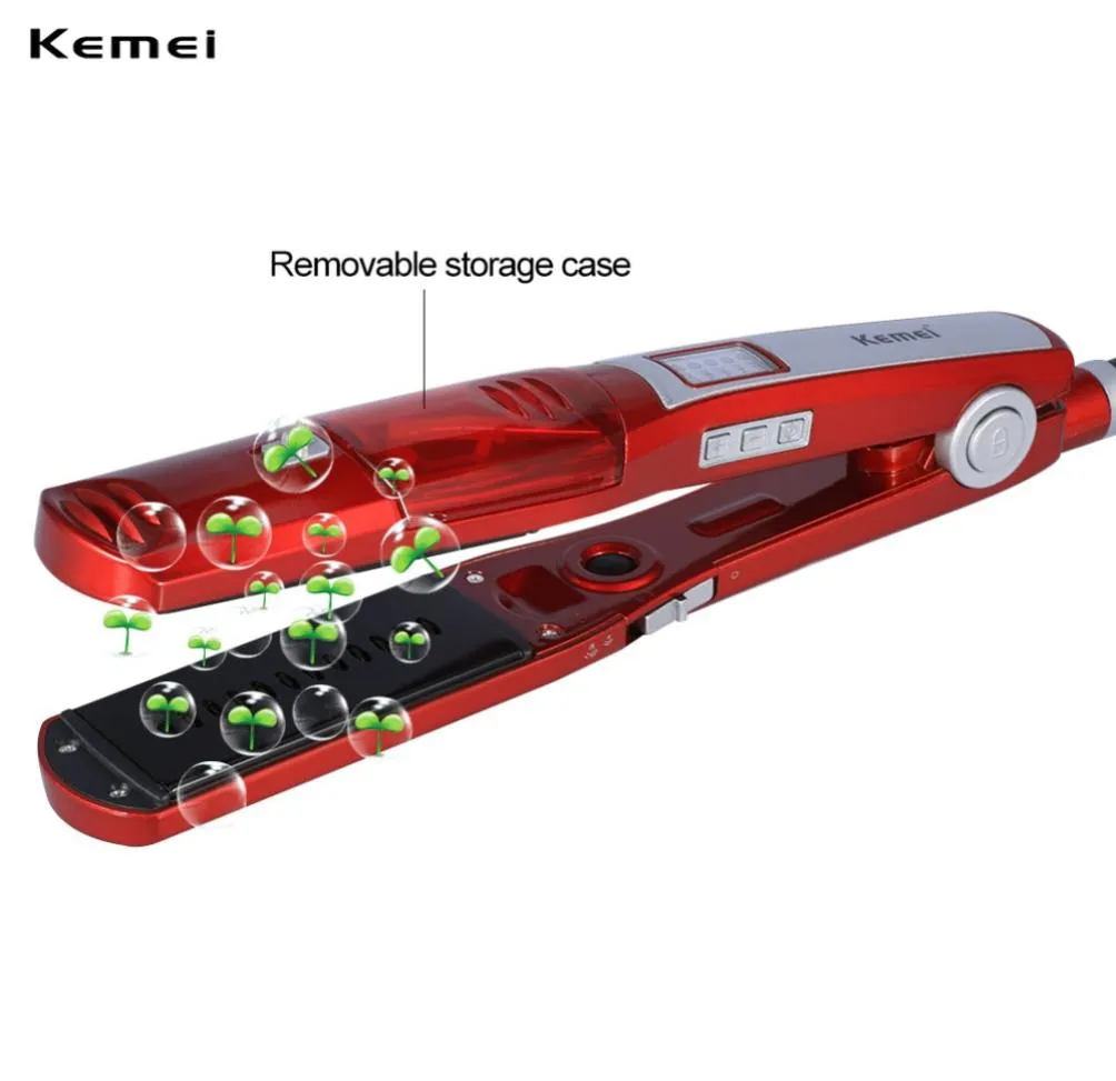 LED -temperatur Display Steam Comb Rockening Irons Automatic Straight Hair Brush Hair Flat Iron Electric Rändare2444848