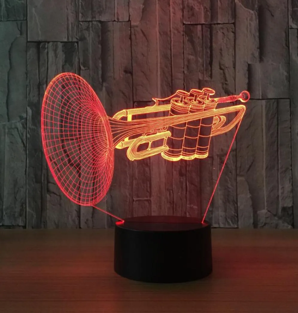 Night Lights 3D Light 7 Color Changing Trumpet LED Desk Table Lamp Remote Touch Musical Instruments Home Decor Fixture Xmas Gifts9083784