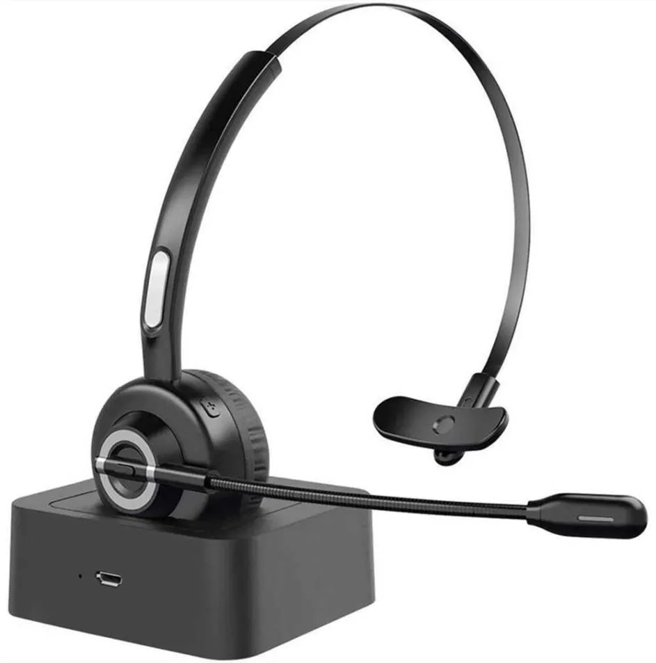 Mobiele telefoon-oortelefoon Draadloze Bluetooth-headset met laadstation Ruisonderdrukkende MicrophoneOver Business-headsets passen op Truc8973629