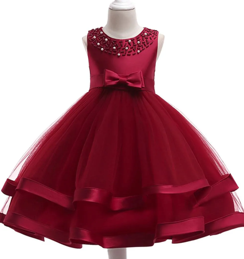 Hela och detaljhandeln ny design av hög kvalitet Pretty Flower Girl Dresses Children Children Wedding Party Princess Dress6744676