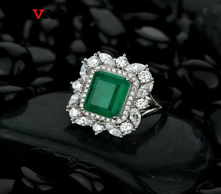 OEVAS 100 925 Sterling Silver Synthesis Emerald Wedding Rings For Women Sparkling High Carbon Diamond Party Fine Jewelry Gifts5695792