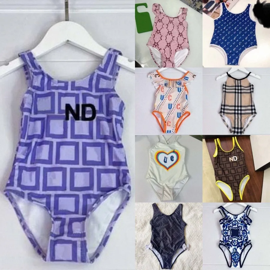 Kızlar tek parçalar yüzer çocuk mayoları toddler bikini tasarımcı marka çocuklar yaz tam mektup baskılı plaj havuzu spor banyo gençlik bebek takım elbise u5u5#