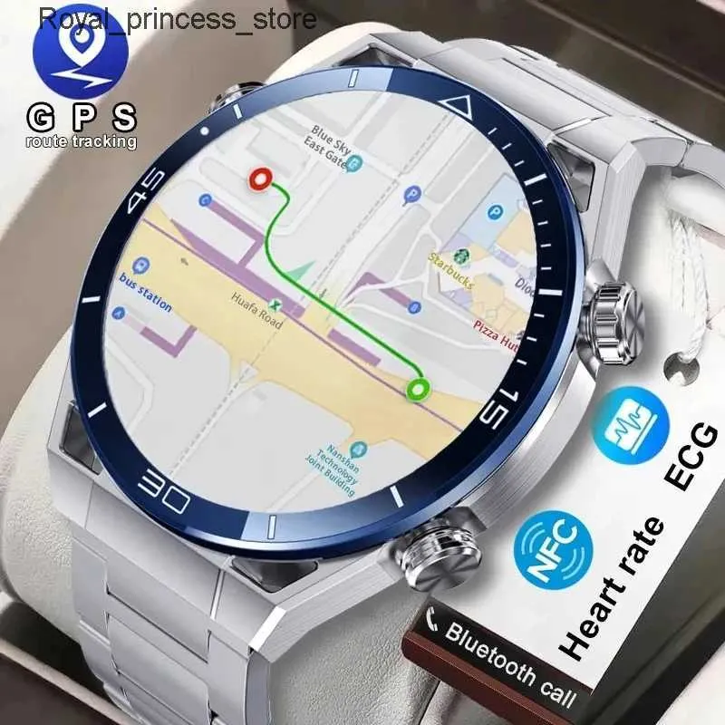 Other Watches 2024 New NFC Intelligent Mens Full Touch Screen Bluetooth Call GPS Track Compass IP68 Heart Rate ECG+PPG 1.5-inch Smartphone Q240301