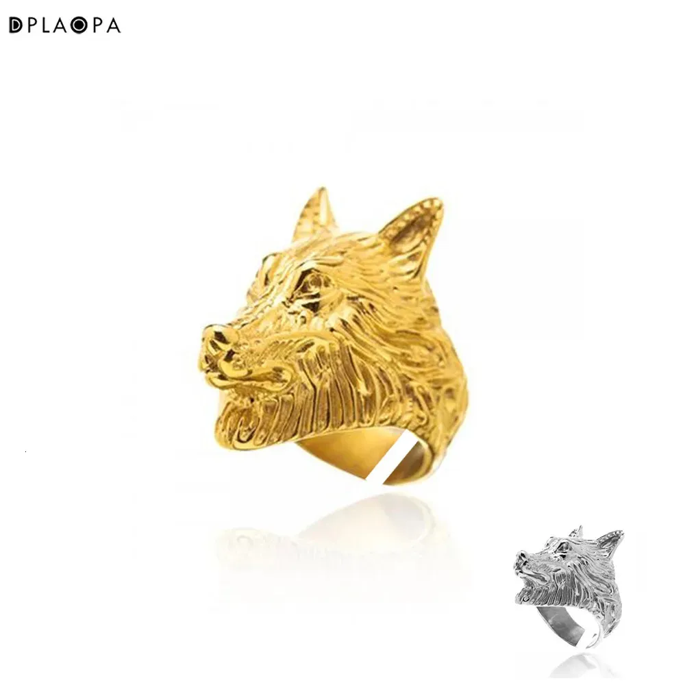 DPLAOPA 925 argent Sterling plaqué or argent Anillo loup or Animal anneau femmes luxe bijoux Clips rond bijoux fins 240220