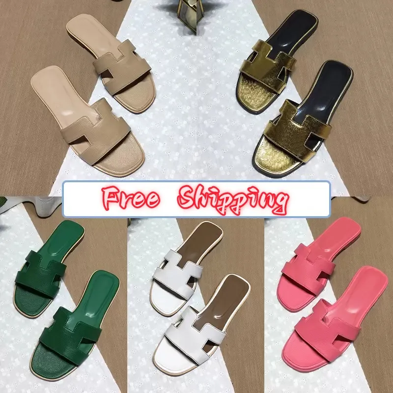 gratis verzending nieuwe stijl Zomer top Designer sandaal Uitloper Vrije tijd Vakantie Slides Strand Platte Slippers mode Echt Lederen Schoenen voor Vrouwen maat 35-43