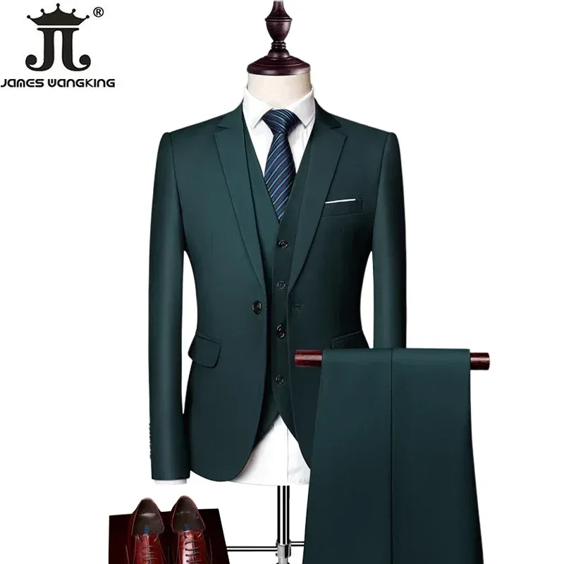 Suits Blazer Vest Pants Mens Social Formal Business Casual Suit 3pcs and 2pcs Plus Size Groom Wedding Dress Gentleman Slim Prom Tuxedo
