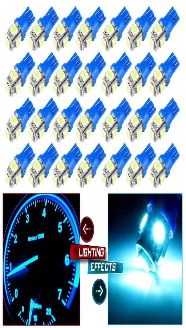 50PCS COOL ICE BLUE T10 194 168 2825 W5W 5050 5SMD LED BURB CAR INTERIOL LIGHTクリアランスウェッジトランクダッシュボードバルブナンバープレート9966458