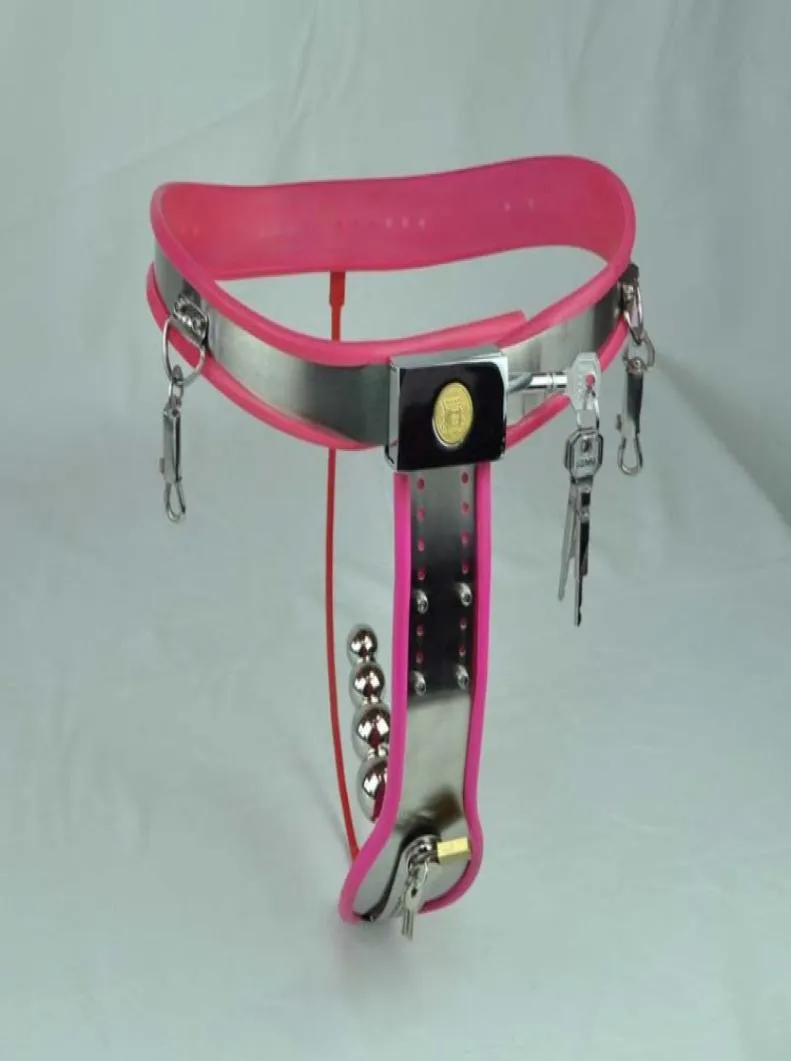 Kvinnlig justerbar modell t rostfritt stål låsning premium enhetsbälte med plug BDSM sexleksaker för kvinnor6877660