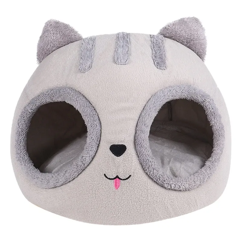 Mats Warm Cat Head Shaped Pet Cat Dog Bed Removable Cushion Winter Kitten Cushion Indoor Pet House Kitty Shape Puppy House Durable
