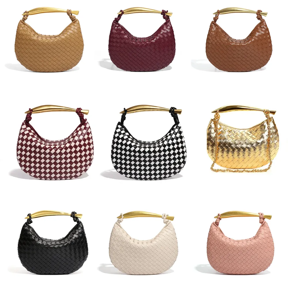 Sardine Intreciato Woven Handbag Women's Shoulder Bags Woven Shopper Bag Handwoven Metal Tote Bag Sheep Leather Designer Wallet Quick Shipping