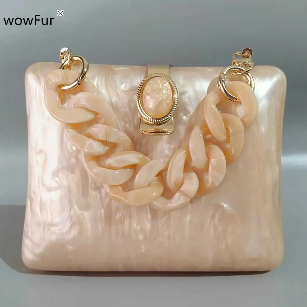 Evening Bags Luxury Lady Solid White Clutch Purse Vintage Party Prom Cute Casual Handbags New Shell Brand Designer Pearl Acrylic Evening Bags J240301