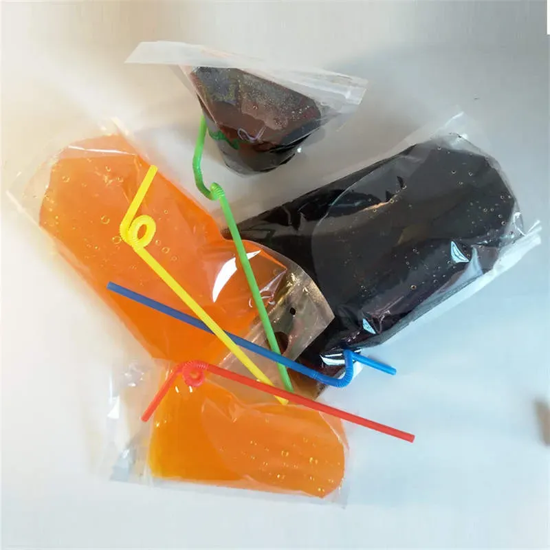 Portable Plastic Drinking Water Packaging Bags 250ml 500ml 750ml 1000ml Disposable Liquid Straw Stand Up Pouches For Beverage Milk Tea Coffee Juice Storage Pack