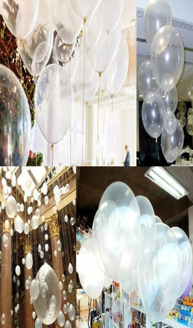 1bag Clear LaTex Pearl Balloons Transparent rund ballongfest bröllop födelsedagsjubileumsdekor 12 tum 1bag100 pcs new3077435