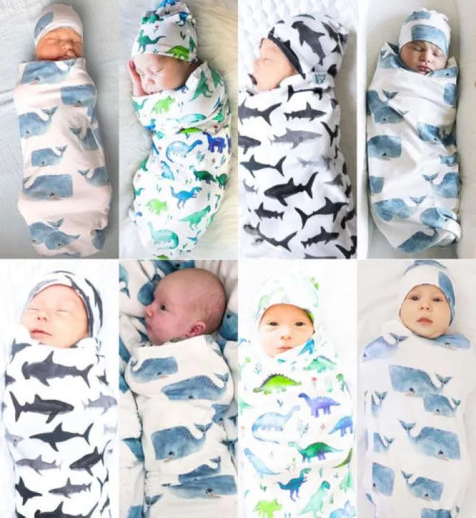 2019 recém-chegados recém-nascidos da criança do bebê swaddle cobertor saco de dormir do bebê swaddle musselina envoltório chapéu dormir outfits4352191