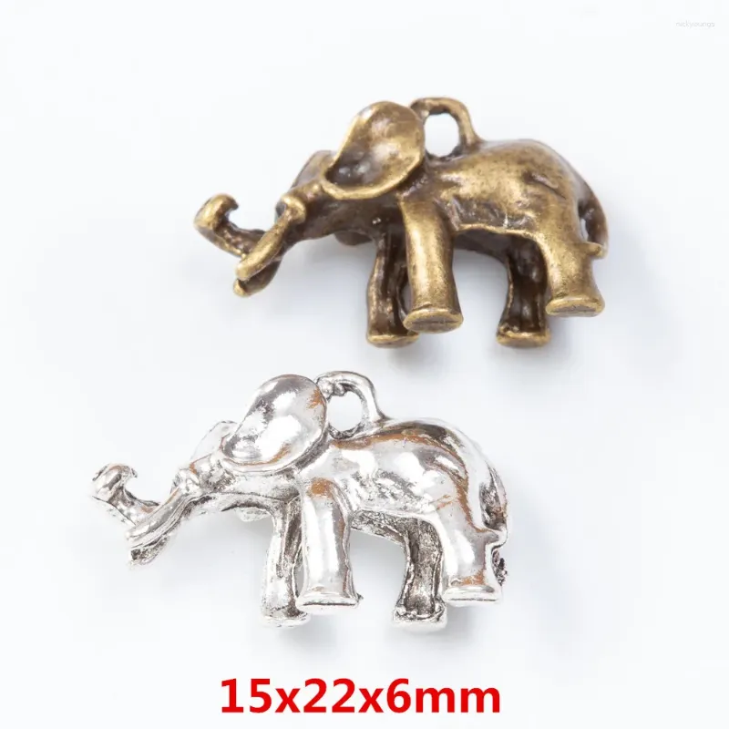 Charms 15 Stück Retro-Metall-Zinklegierung-Elefant-Anhänger für DIY handgefertigte Schmuck-Halskettenherstellung 7512