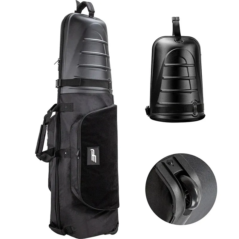 PLAYEAGLE Harte Oberseite und Unterseite, stoßfeste Golf-Reisetasche, 1 Stück, tragbare, zusammenklappbare Golf-Luftfahrttasche, Airbag mit Rädern, 240227