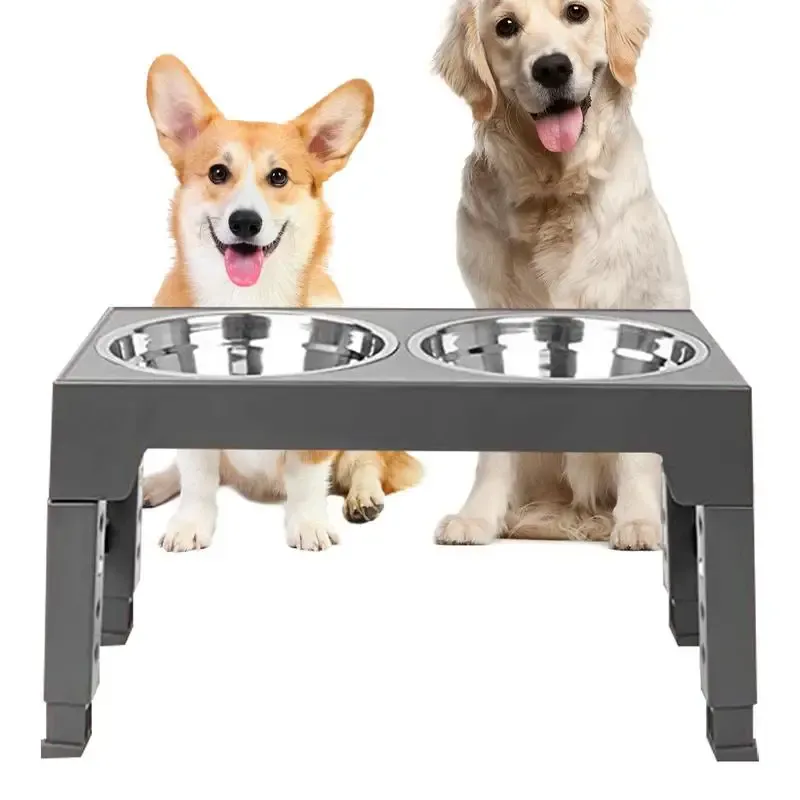 Feeding Elevated Dog Bowls 5 Heights Adjustable Dog Bowl Holder With 2 Stainless Steel Dog Feeding Bowls Water Bowls For Large Sized Dog