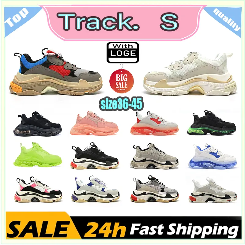 Triple S Ontwerpers Crystal Bottom 17w Merk Casual Schoenen Dames Heren Nieuwste Papa Luxe Zwart Wit Blauw Parijs Platte Meerkleurige Trainers Sneakers Maat 36-45