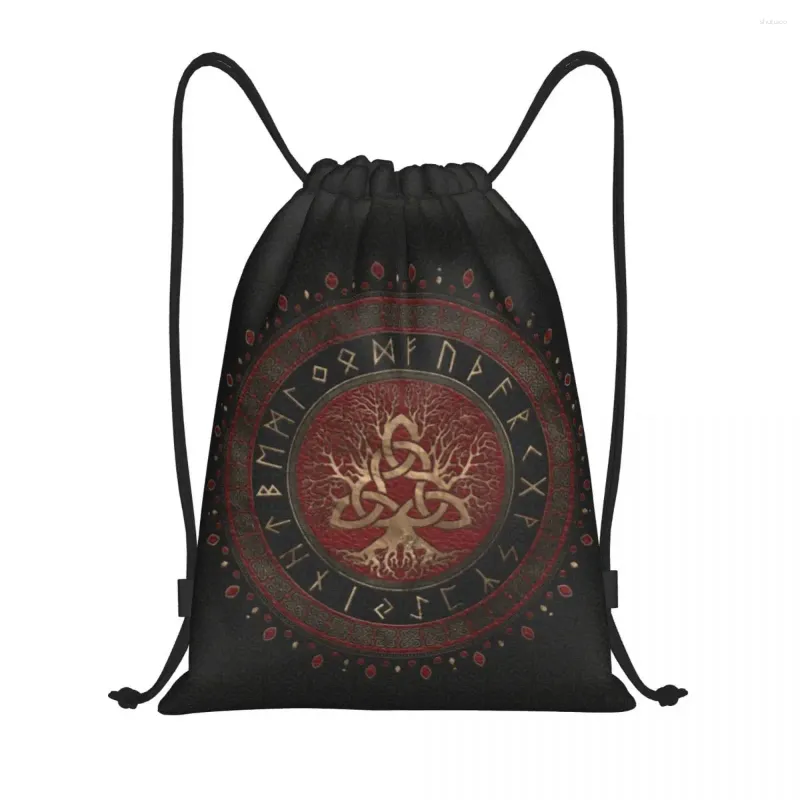 Sacs à provisions arbre de vie avec Triquetra sac à dos à cordon femmes hommes sac de Sport sac à dos pliable Vikings sac sac