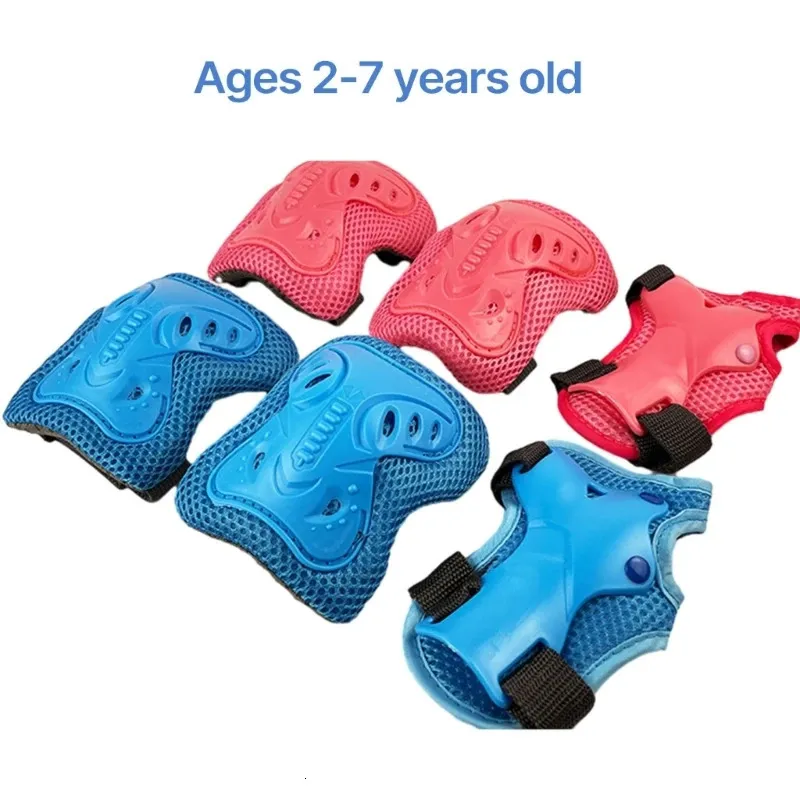 Conjunto de equipamentos de proteção para patins infantis ajustáveis com joelheiras, cotoveleiras, protetores de pulso para meninas e meninos, duráveis 240227