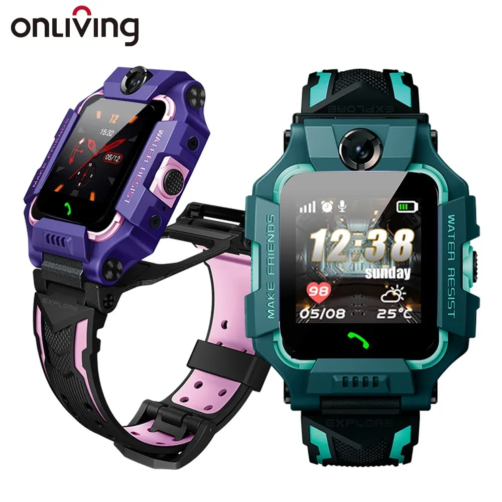 Urządzenia Q18 Dzieci Smart Watch 2022 Dual Cameras Voice Chat SOS LBS Waterproof IP67 z kartą SIM 360 Rotated Boys Prezenty dla dziewcząt