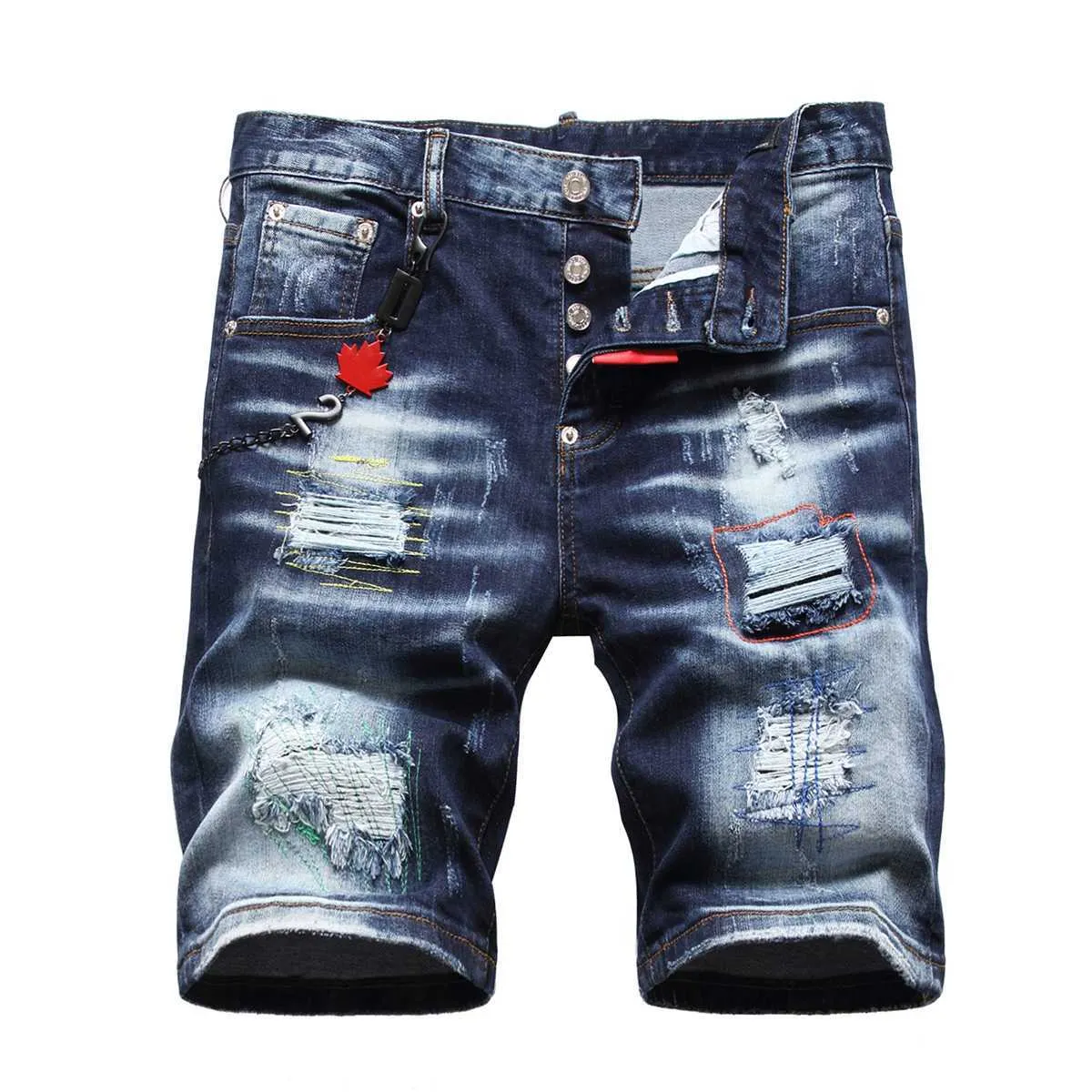 TR APSTAR DSQ Cool Guy short Mens Jeans Hip Hop Rock Moto Distressed Denim Biker DSQ summer blue Jeans short 1119