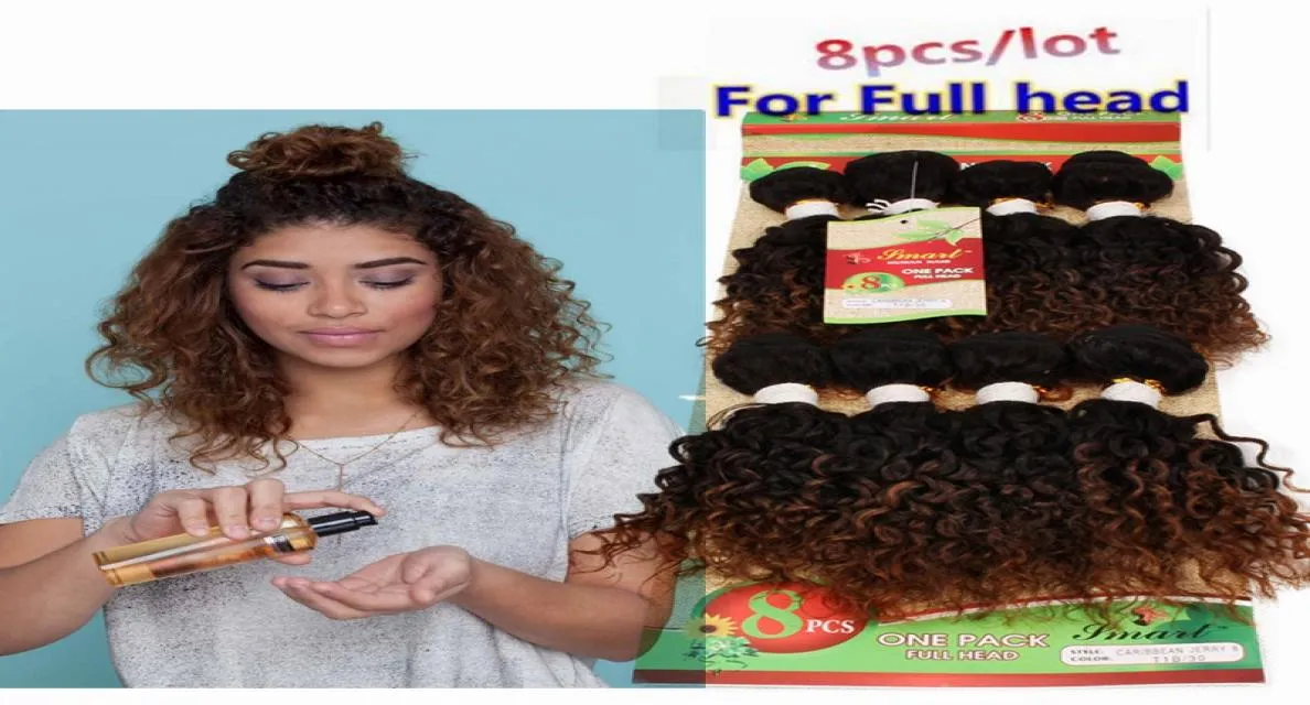 Burgundowe włosy 8 Bundles przedłużanie 12 cali głębokie kręcone brazylijskie włosy 250 g Kinky Curly Black Color Ombre Brown Brazylijska Wave Natural1857159