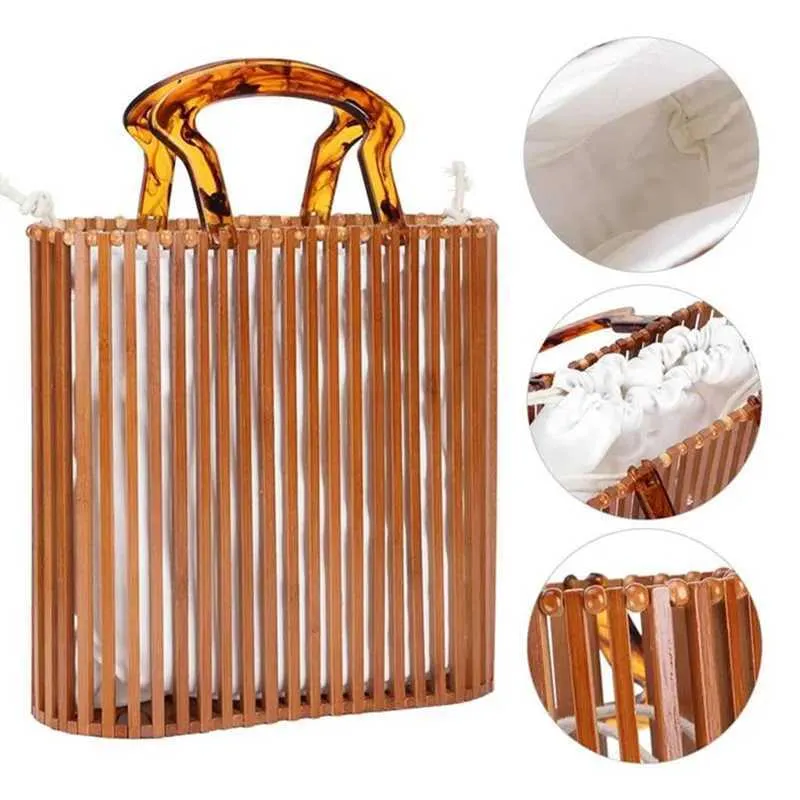 Evening Bags Innovative woven bag acrylic bag in Latan Holiday Beach bag J240301