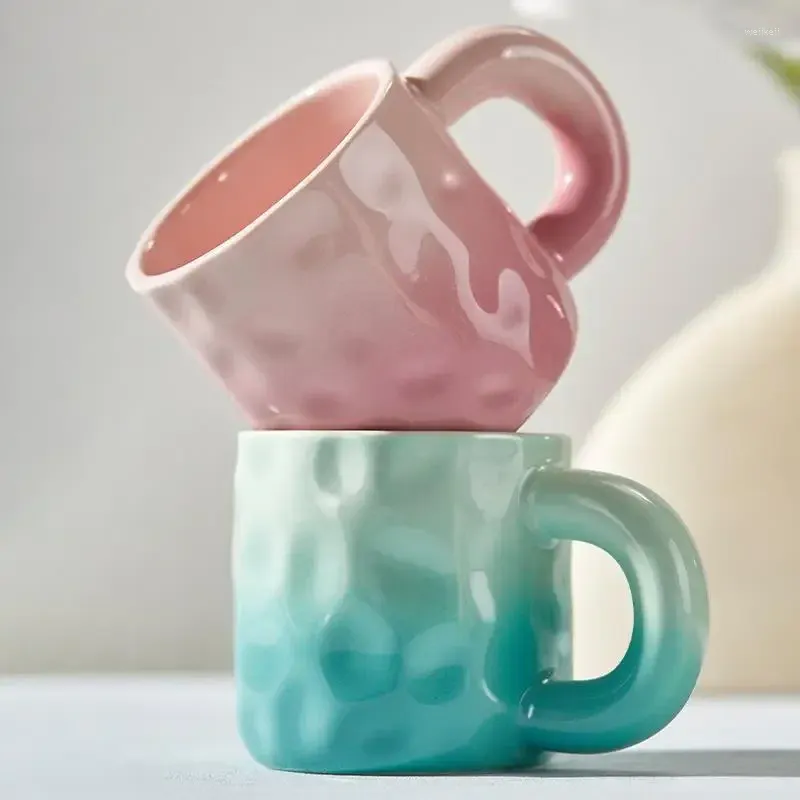Mugs Ceramic Mug Candy Gradient Color Teacup Creative Sweet Couple Water Container Student Modern Home Office Coffee Cup Decoration