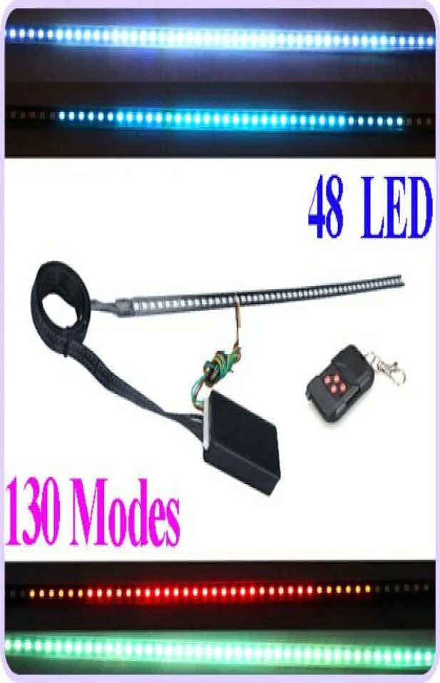 Hoge helderheid 130 scanmodi 7 kleuren Knight Rider Lights Verlichtingsbalk 5050 SMD 48 LED 12V met afstandsbediening8539776