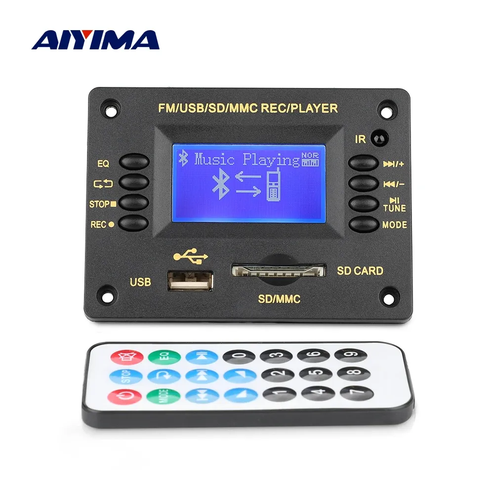 Versterker AIYIMA 5V MP3-decoder Audio Board MP3-speler Bluetooth 5.0-decoder Ondersteuning USB SD AUX FM EQ Tekstweergave Opnameradio