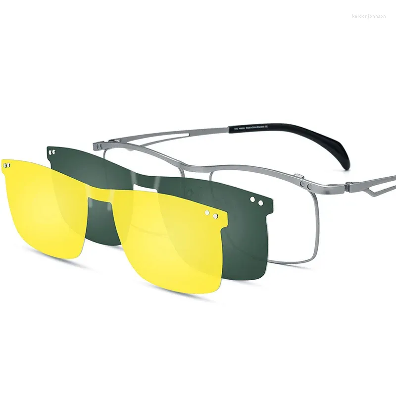 Okulary przeciwsłoneczne ramy COHK 2 w 1 niestandardowe tytanowe Mężczyzny okulary rama kwadratowy magnes spis optyczny okulary recepty z spolaryzowanymi