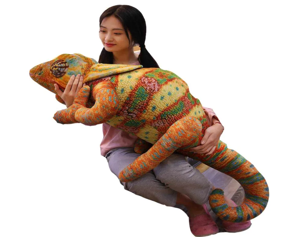 Big Lizard Doll Simulation Chameleon Plush Toy Doll Spoof för vuxna barn gåva halloween rekvisita dy507248692376