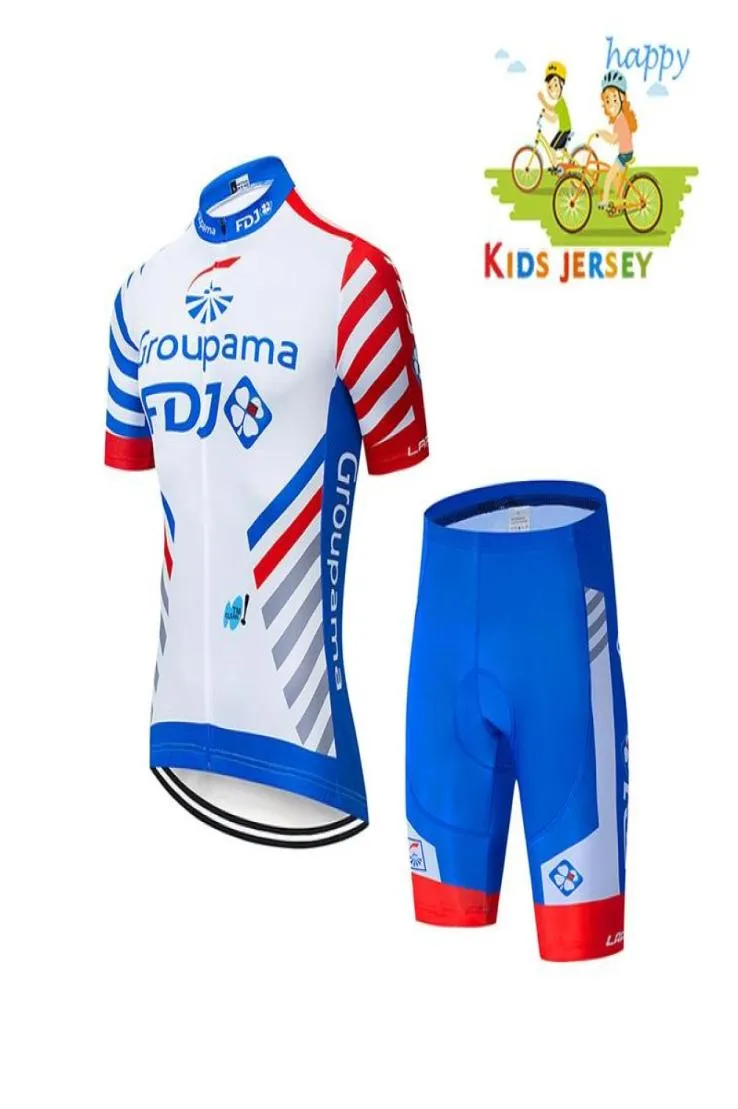 Children039s roupas de ciclismo 2021 fdj manga curta verão crianças mtb bicicleta roupas secagem rápida boygirl conjunto camisa corrida s9773034