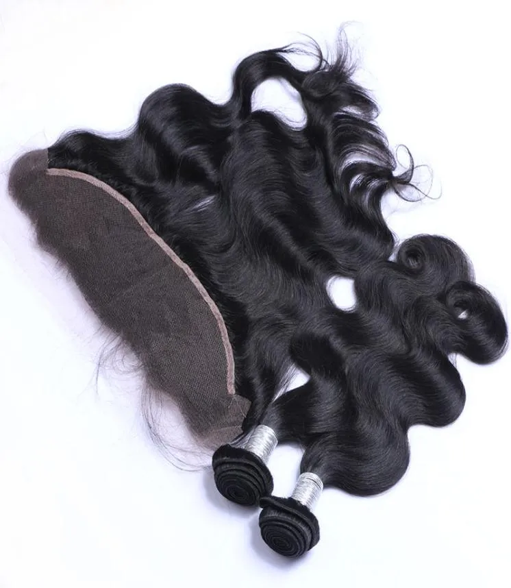 Brazilian Virgin Human Hair With Lace Frontal Closures Body Wave 4 Bundles lot 8A Grade Malaysian Cambodian Peruvian Remy Hair Wea6219372