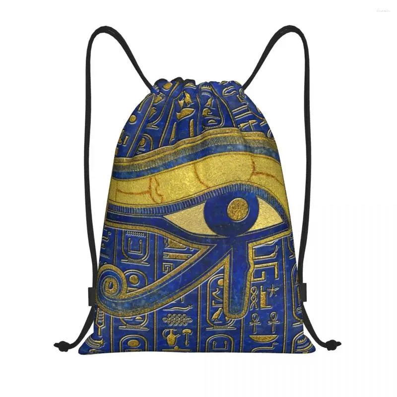 Сумки для покупок Золотой египетский глаз Гора Рюкзак на шнурке Спортивная спортивная сумка для женщин и мужчин Wadjet Lapis Lazuli Training Sackpack