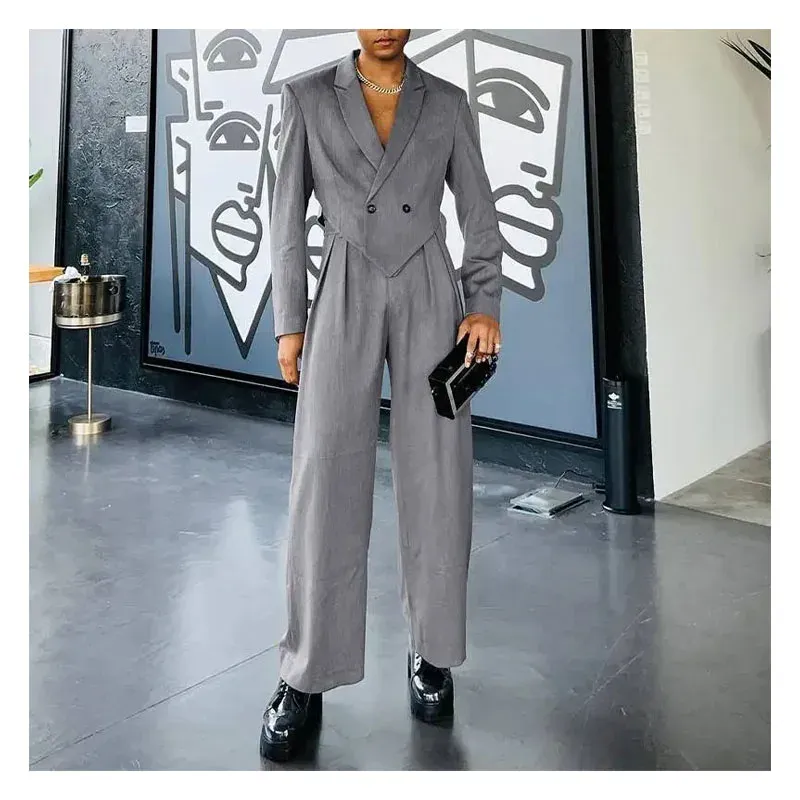 Suits Men's Fashion Novel Suit Pants Twopiece Trend Asymmetrical Personality Suit Set Wedding Formal Suit Dress Suit Twopiece Suit