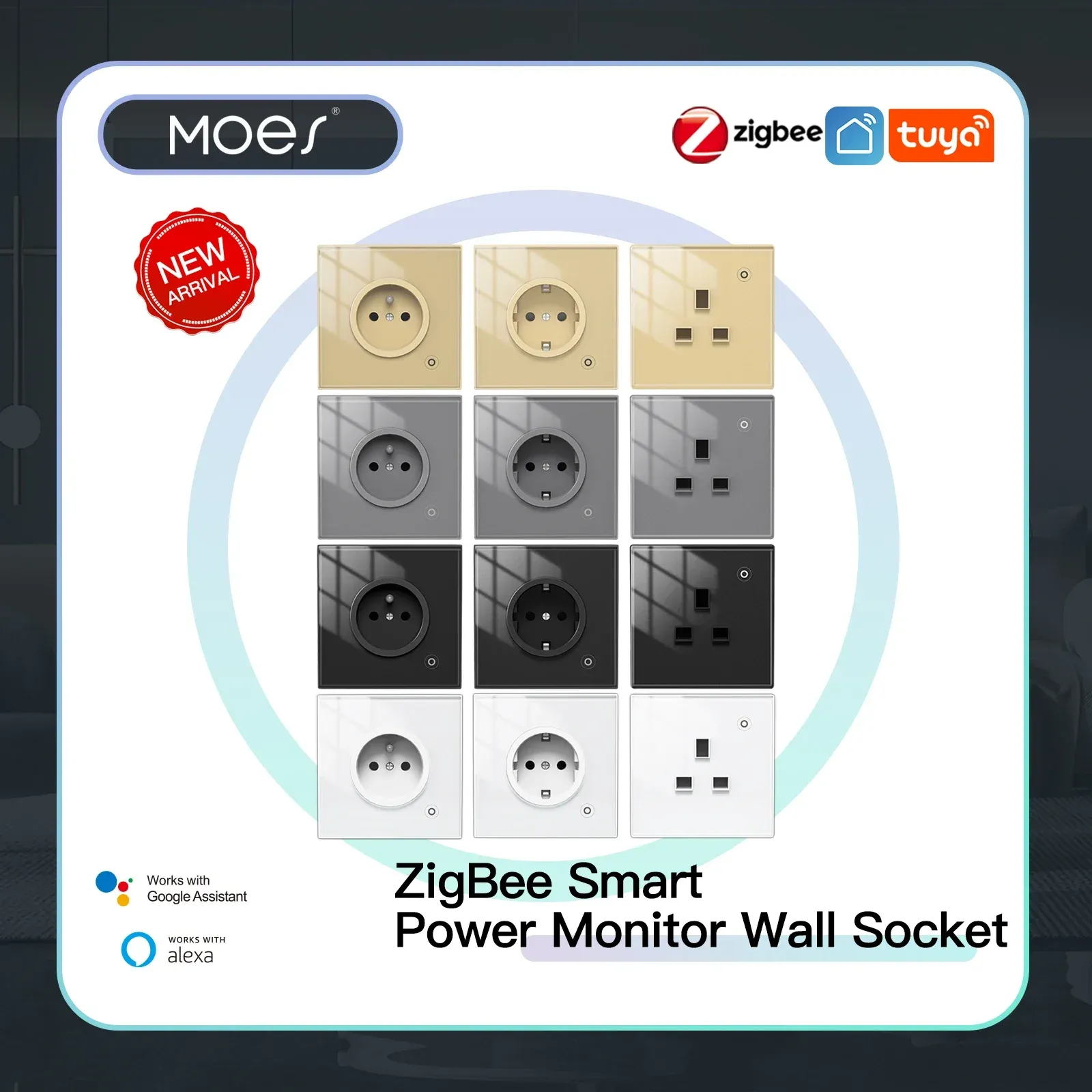 Kontrol Zigbee Akıllı Duvar Soketi Cam Panel Outlet Güç Monitörü Tuka Kablosuz Kontrol Mesh Timer Alexa Google Home Sound UK AB FR